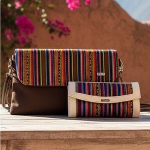 Colorful Striped Peru woven crossbody/clutch & wallet